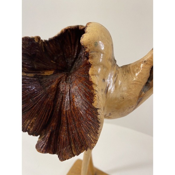 Burl Wood Hand Carved Crane Bird‎ - Picture 2 of 7